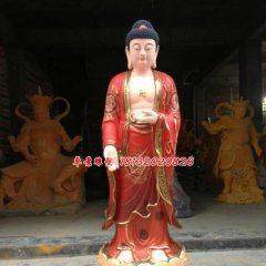 立式如来佛雕塑，玻璃钢彩绘佛像
