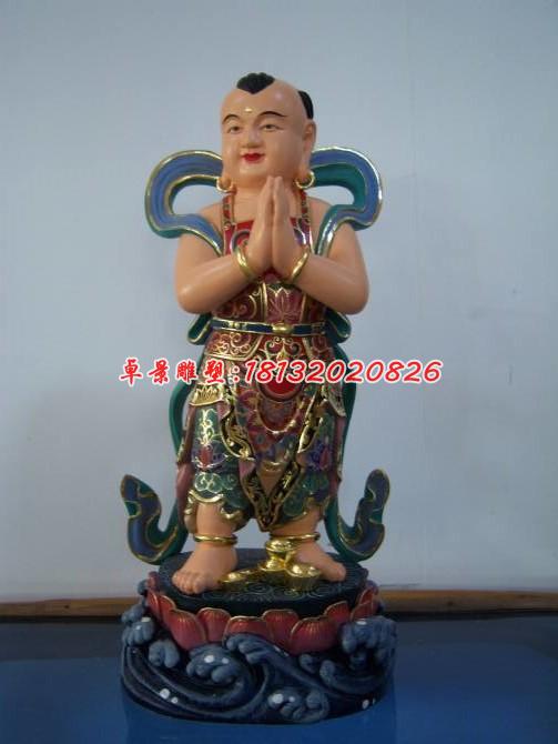 玻璃钢善财童子雕塑，彩绘神仙雕塑 (2)