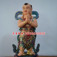 玻璃钢善财童子雕塑，彩绘神仙雕塑