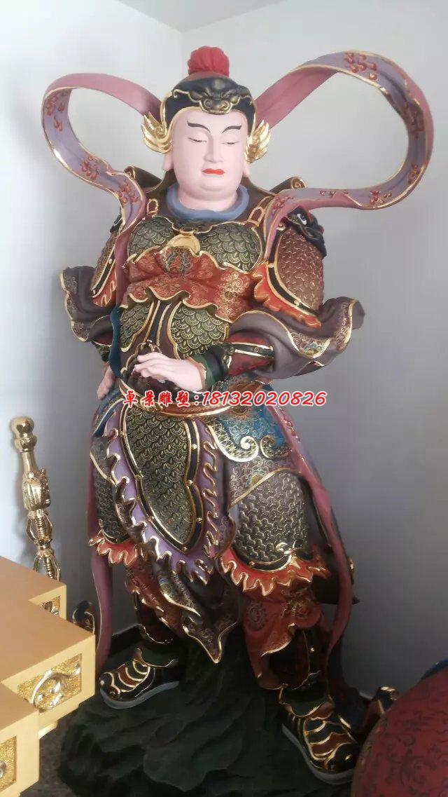 韦陀菩萨雕塑，玻璃钢彩绘神仙雕塑 (1)