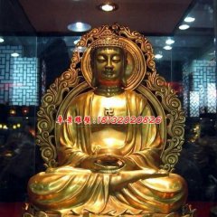 释迦牟尼佛雕塑，玻璃钢鎏金佛像雕塑