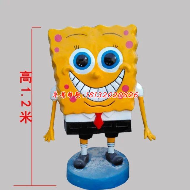 玻璃钢海绵宝宝雕塑，玻璃钢卡通雕塑