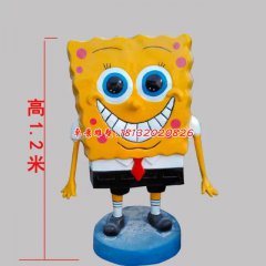 玻璃钢海绵宝宝雕塑，玻璃钢卡通雕塑