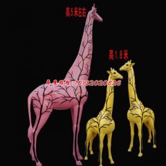 玻璃钢长颈鹿雕塑，彩绘长颈鹿雕塑