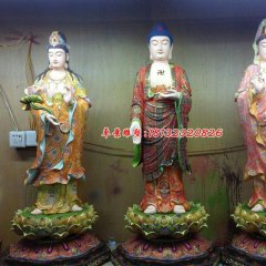 西方三圣雕塑，玻璃钢彩绘佛像雕塑