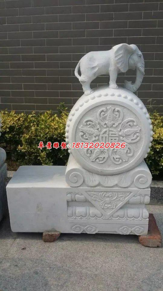 门墩石雕，大象石门墩
