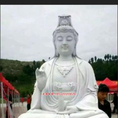 观世音菩萨石雕，坐式观音雕塑