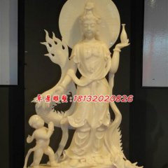 石雕观音菩萨，汉白玉观世音雕塑