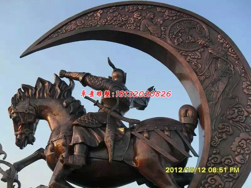 古代人物骑马铜雕，广场景观铜雕