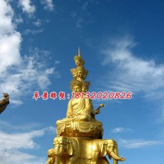 普贤菩萨铜雕，三面普贤铜雕