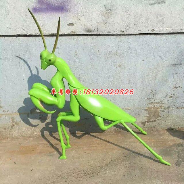 玻璃钢螳螂雕塑，玻璃钢卡通昆虫雕塑