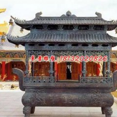 佛光普照铜雕香炉，寺庙香炉雕塑