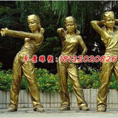 公园人物铜雕，三个女人跳舞铜雕
