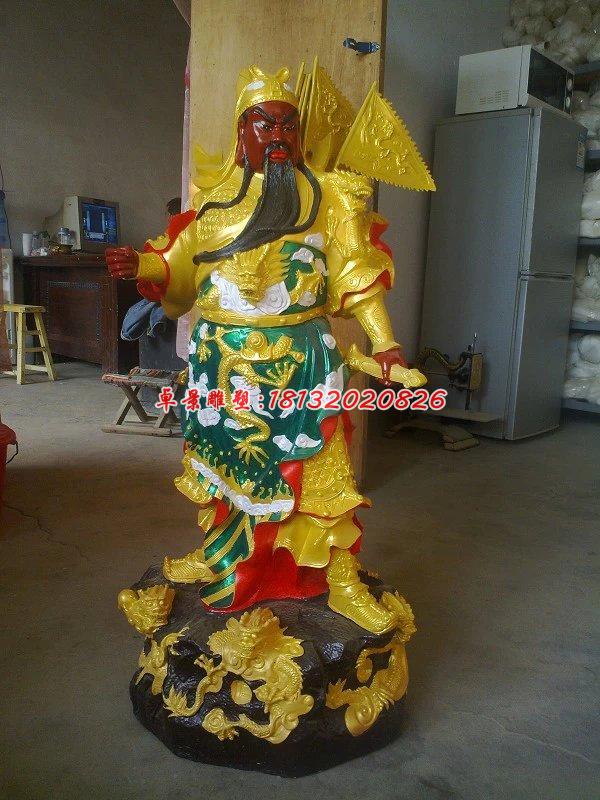 玻璃钢关公雕塑，玻璃钢彩绘关二爷