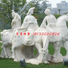 骑马女人石雕，公园景观石雕