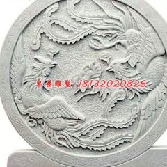 汉白玉神兽浮雕，凤凰石浮雕