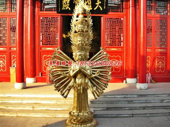 千手观音铜雕，寺庙佛像雕塑 (1)