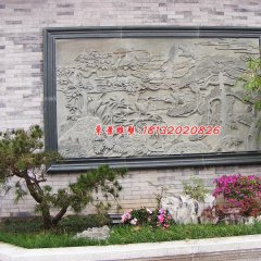 墙上石浮雕，松鹤延年石浮雕