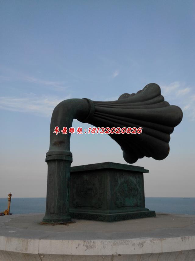 留声机铜雕，广场大型景观铜雕