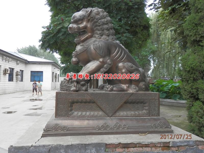 铜雕北京狮，看门狮子雕塑 (2)