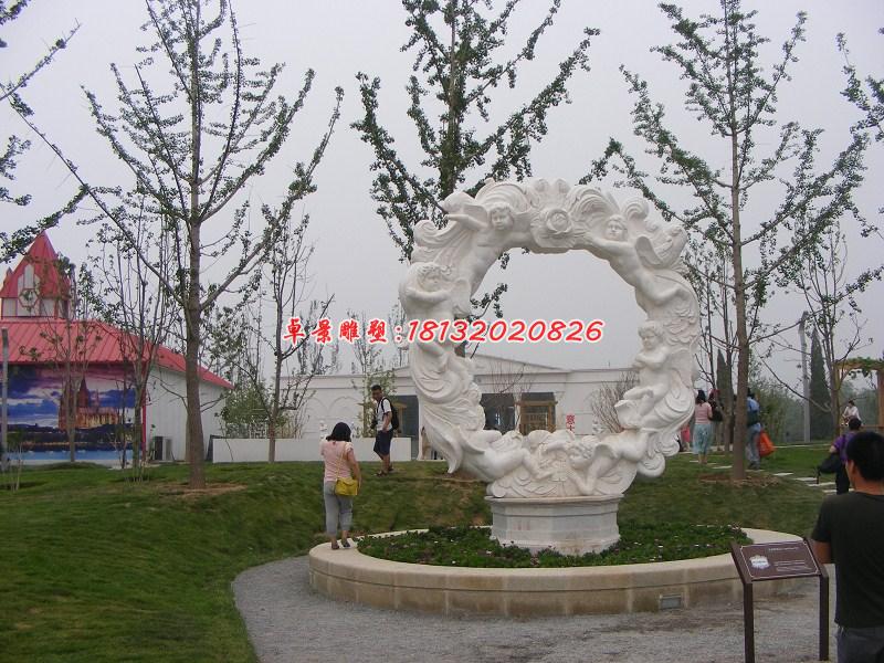 西方小孩石雕，汉白玉景观石雕