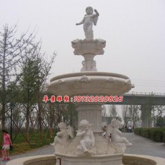 西方小孩石喷泉，欧式喷泉石雕
