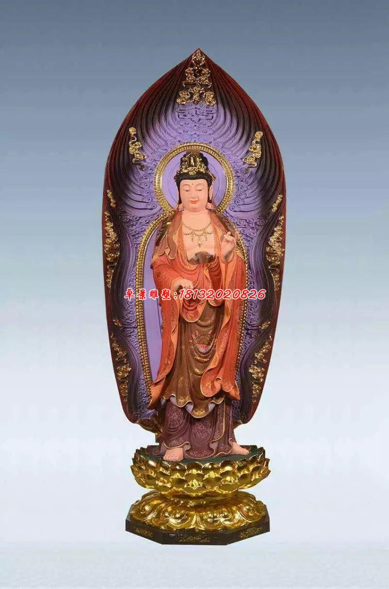 彩绘佛像雕塑，铜雕东方三圣 (3)
