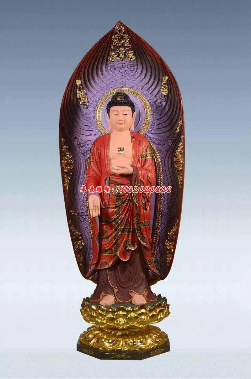 彩绘佛像雕塑，铜雕东方三圣 (2)