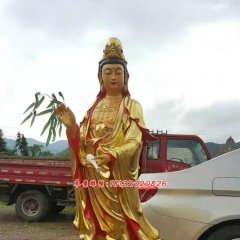 贴金佛像雕塑，西方三圣铜雕