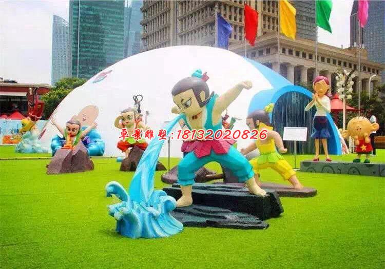 玻璃钢葫芦娃雕塑，玻璃钢动画人物雕塑 (2)
