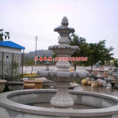 石雕喷泉，大理石三层喷泉雕塑