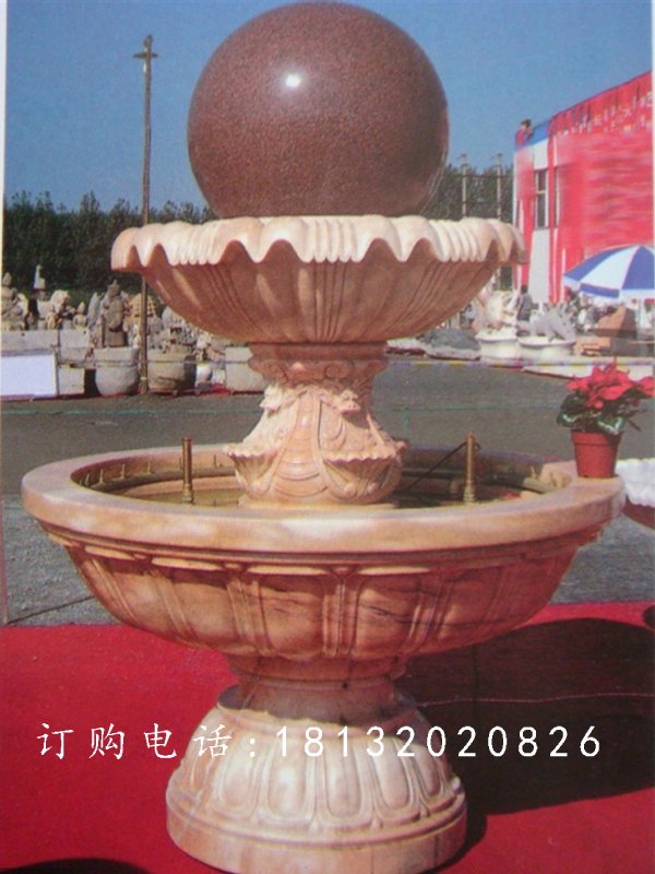风水球，大晚霞红风水球雕塑 (1)