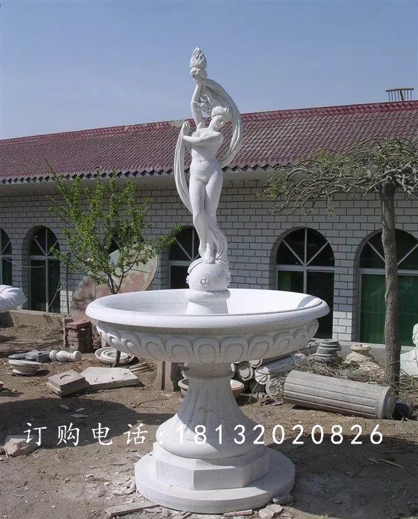 西方人物石喷泉，汉白玉人物石喷泉