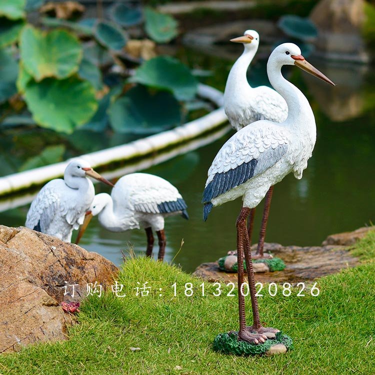 玻璃钢仙鹤，玻璃钢仿真仙鹤雕塑 (2)