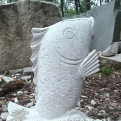 大理石鲤鱼雕塑，鱼石雕