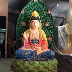 彩绘观音菩萨雕塑，玻璃钢观音雕塑