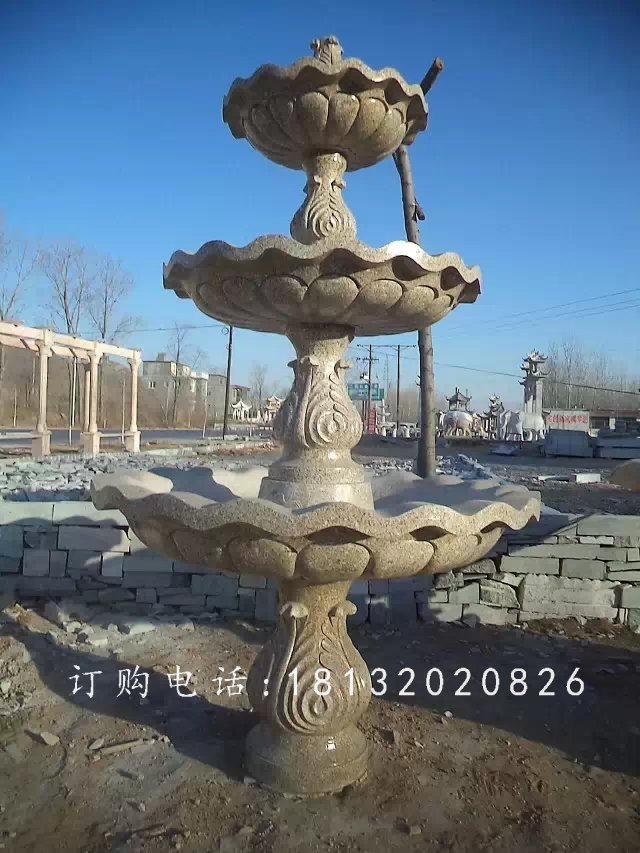 跌水盆喷泉雕塑，三层跌水盆石雕 (1)