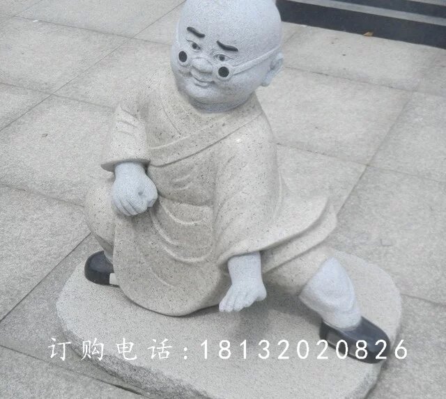 石雕小和尚，大理石人物雕塑