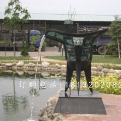 酒樽喷泉，公园景观铜雕