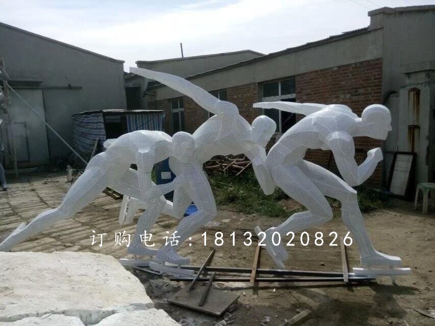 玻璃钢滑冰雕塑，仿真滑冰雕塑