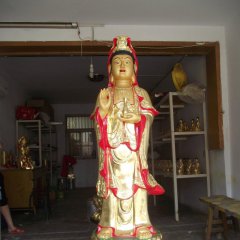 观音菩萨铜雕，立式观音菩萨铜雕，彩绘观音菩萨铜雕
