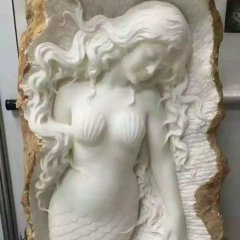 美人鱼石雕，汉白玉人物石雕
