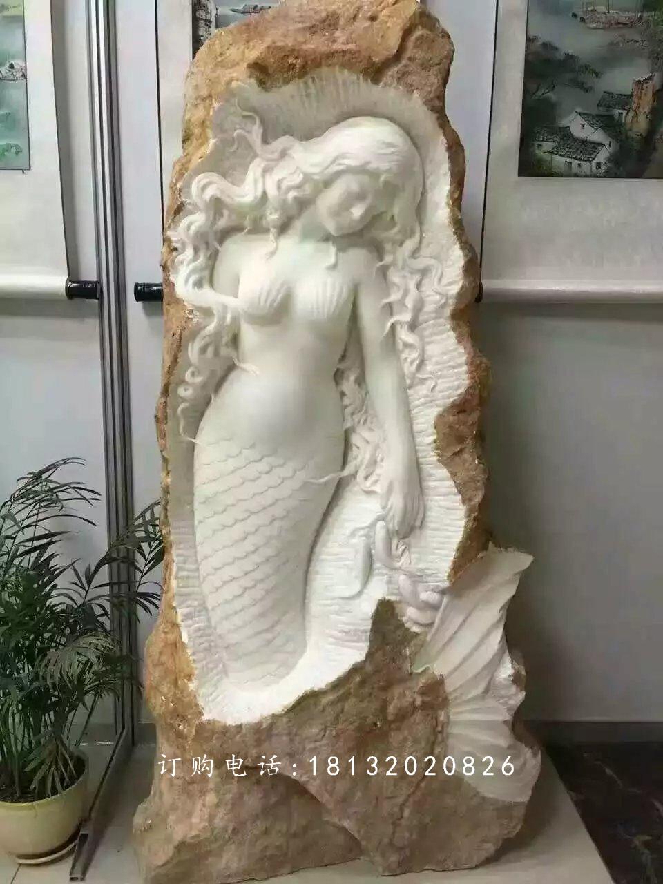 美人鱼石雕，人物石雕 (2)