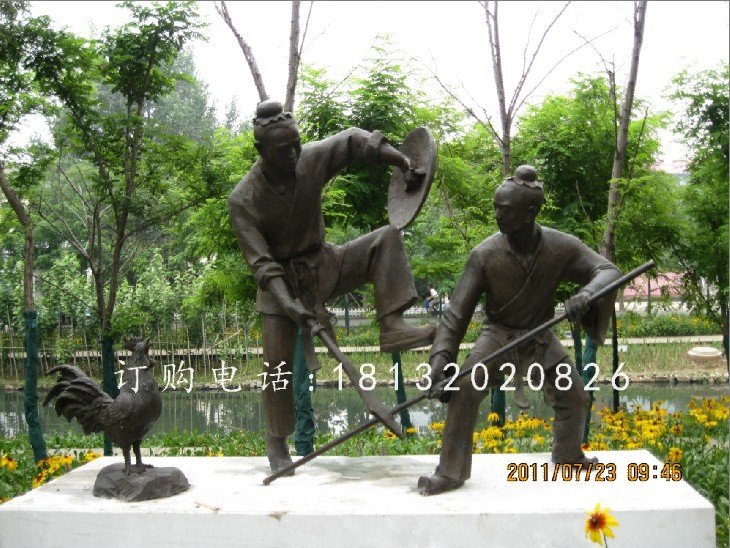 比武铜雕，古代人物铜雕