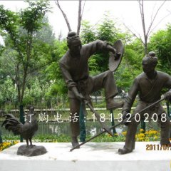比武铜雕，古代人物铜雕