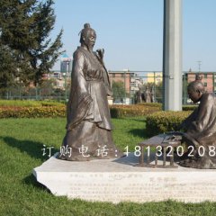 孔子学琴铜雕，公园人物铜雕