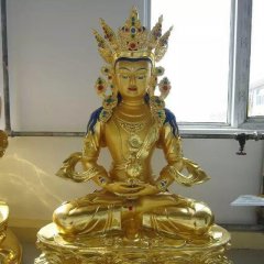 彩绘铜藏佛雕塑，鎏金密宗佛雕塑