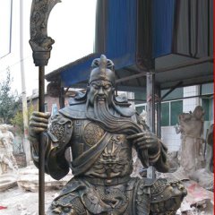 持刀关公铜雕，坐着的关公铜雕
