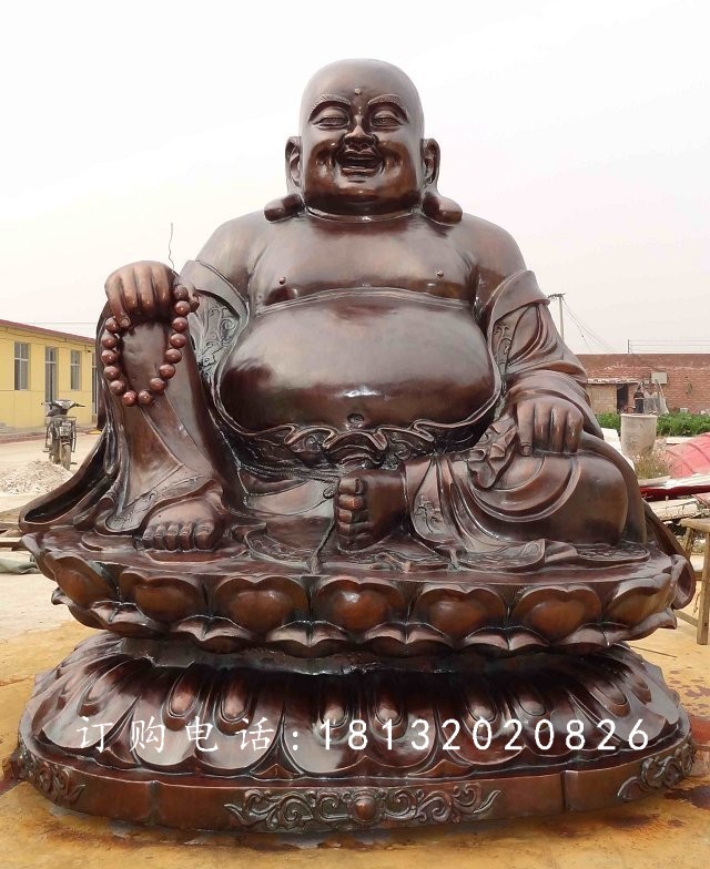 大肚弥勒佛铜雕，紫铜佛像雕塑