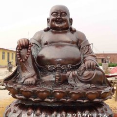 大肚弥勒佛铜雕，紫铜佛像雕塑